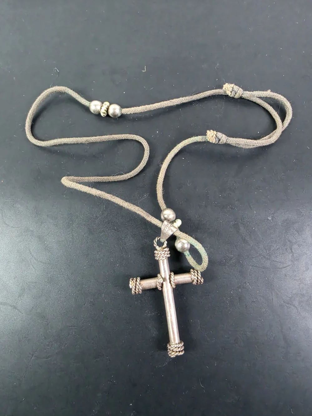 Men's Brown Cross Pendant Necklace - Casual Rope Chain